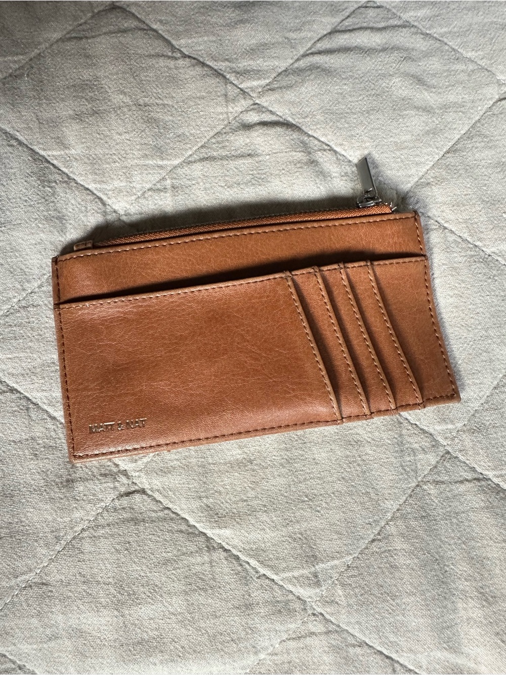 Matt & Nat Tan Vegan Leather Card Holder with Zip